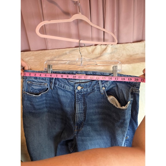 Good American Womens High Rise Straight Leg Blue Jeans Raw Hem Size 18 GCB235T - Picture 14 of 14